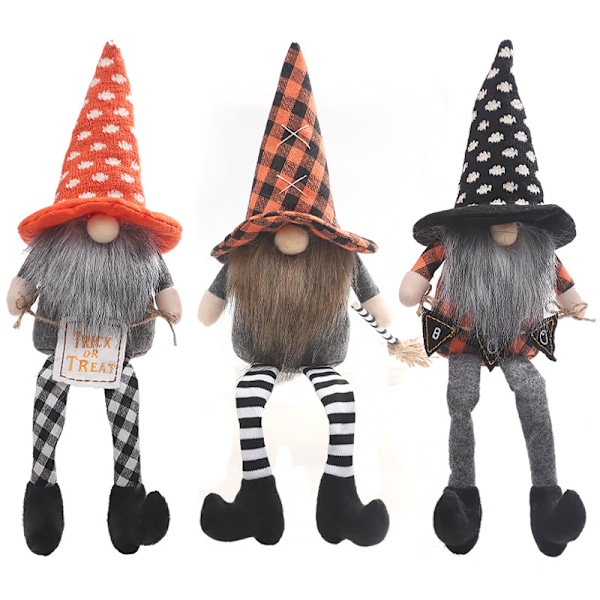 3 kpl Halloween ruotsalainen tonttu pehmolelu koriste, Halloween tonttu koriste nukke koriste, pelottava Tomte kääpiö pöytä roikkuu
