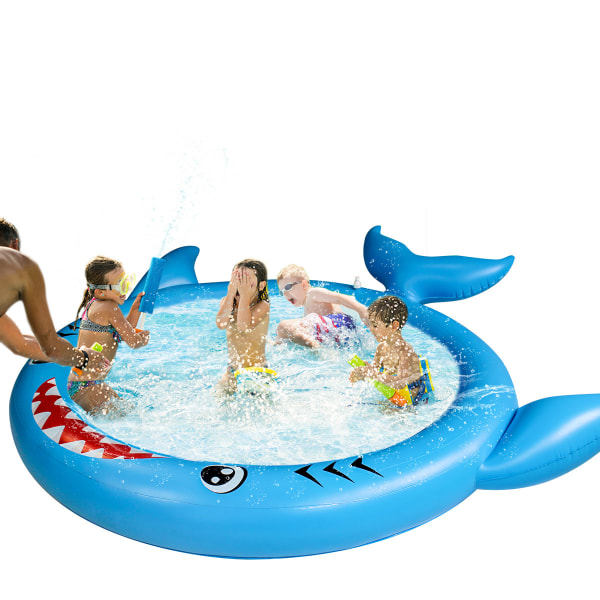 Kid Toy Water Spray Mat, oppustelig Blue Shark Spray Pool Water