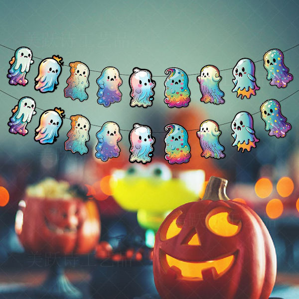 10 stk. Halloween dekorative spøgelses-trækflag, Spøgelsesdag bar