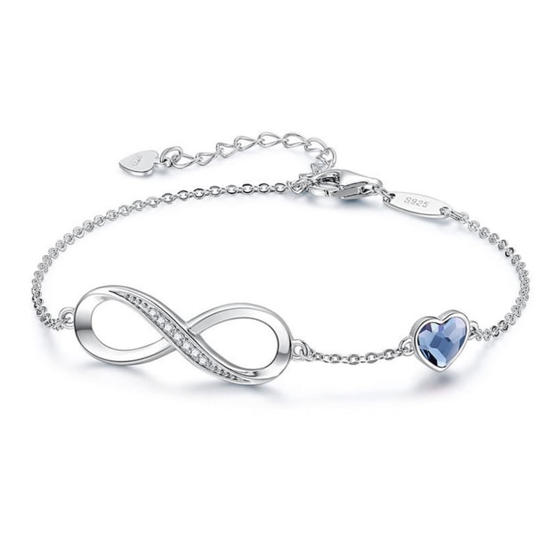 Sølv Infinity armbånd til kvinder, justerbart kærlighedsarmbånd til
