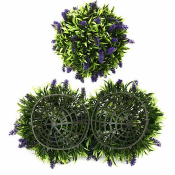 Hjemmelavet lilla lavendel hængende topiary kugle blomst plante dekoration kurv pot håndlavet 38cm