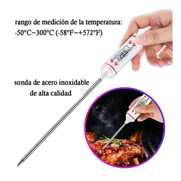Digital Kökstermometer för Kött, Bakning, Choklad, Mat, Vit