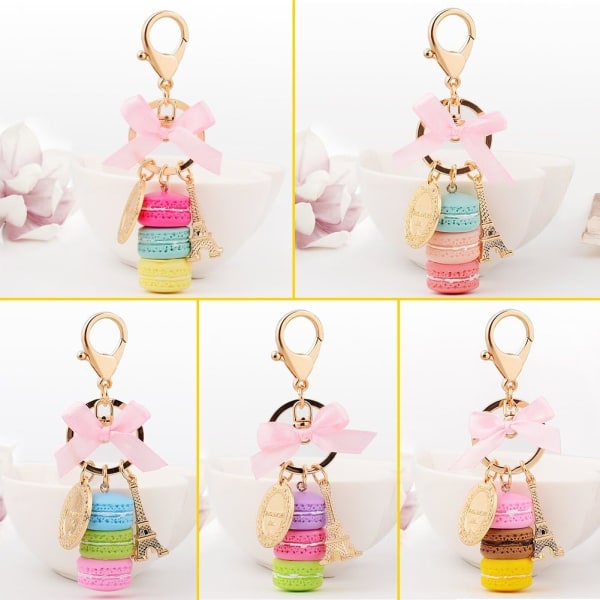 Legering Macaron Nyckelring Söt Färgglad Macaron Eiffeltornet