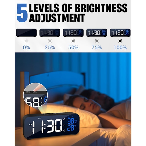 1 LED-digital väckarklocka med stor display