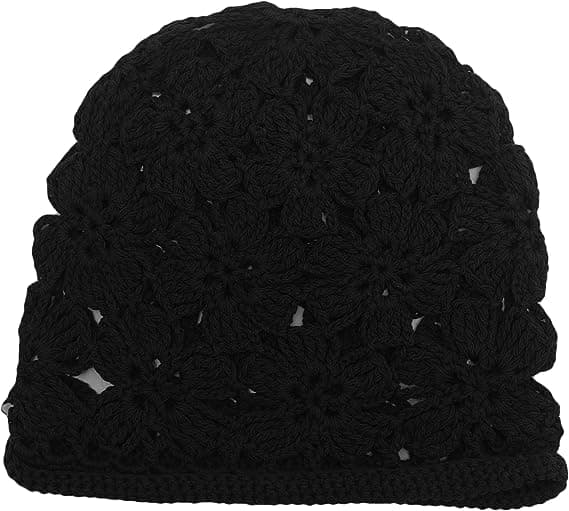 （Sort）Forårs- og Efterårs Beanies til Kvinder Håndlavet Hæklet Slouchy Beanie