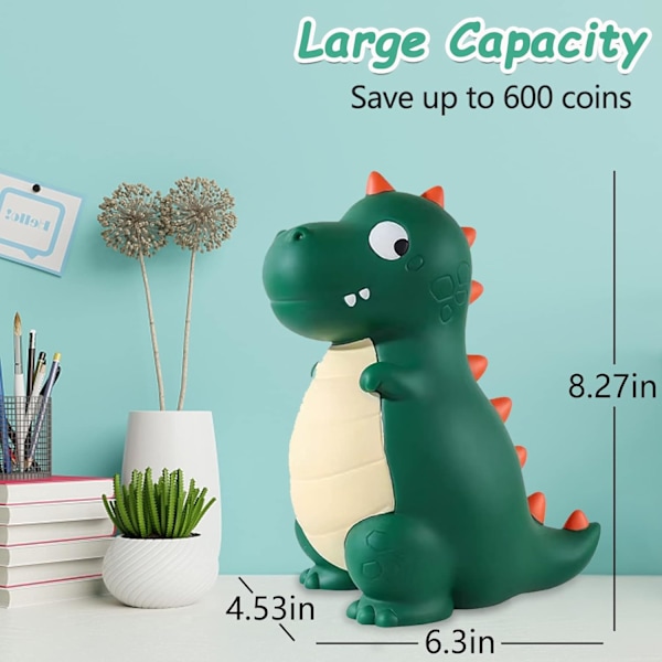 Dinosaurie Spargris, Briuhap Plast Shatterproof Pengar Myntbank