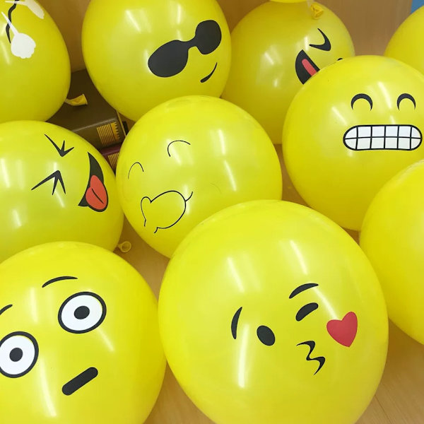 12 tommers gule latexballonger 100 stk, smilende ansikt latex