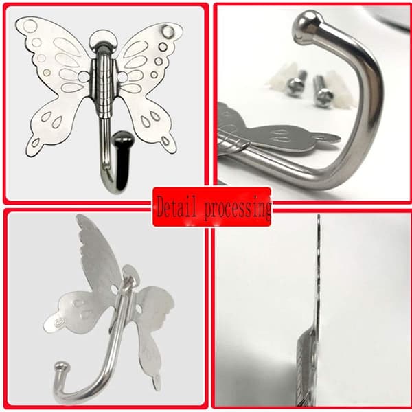 Butterfly Hook Enkelt Krog, 8 Pakke Rustfrit Stål Kroge Tøj