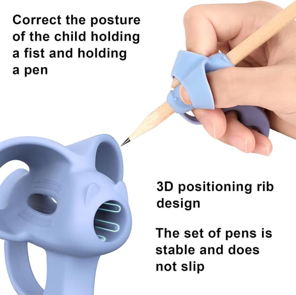 4 Styck Skrivhjälp för Barn, Ergonomisk Fingerguide, Silikon