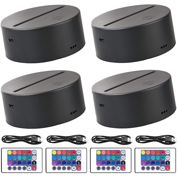 8,5*3,8cm, 3D LED Nattlampa Bas, Set med 4 3D LED Nattlampor