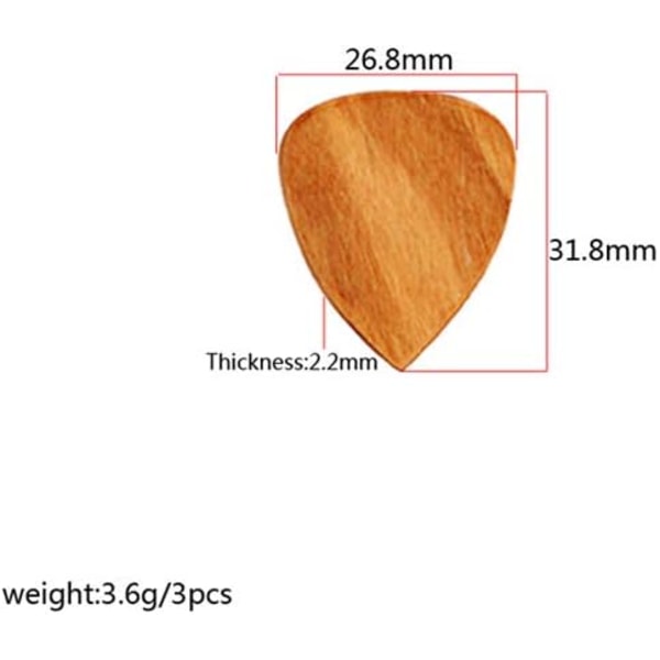 3 puupikkuria sähkökitaralle, akustiselle kitaralle tai
