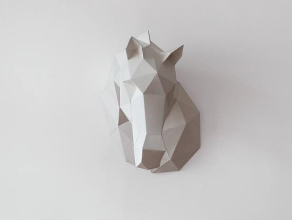 1 stk Hestehode Papirmodell 3D Forhåndskuttet Papir