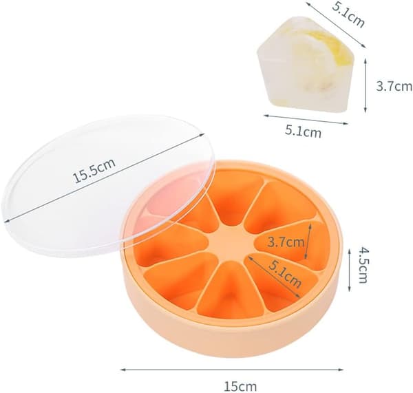 (Orange, Dia 15.5x H 4.5cm) Isbitstråg, Silikon Isbitstråg