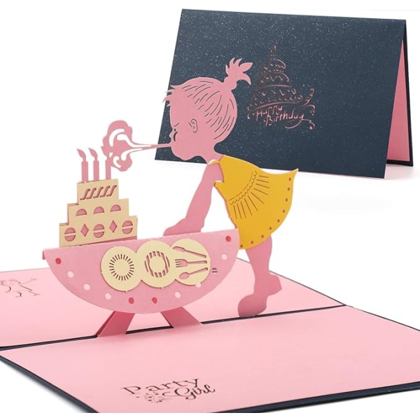 1 kpl 3D pop up -syntymäpäiväkortti, 3-kerroksinen kakku, syntymäpäiväkortti