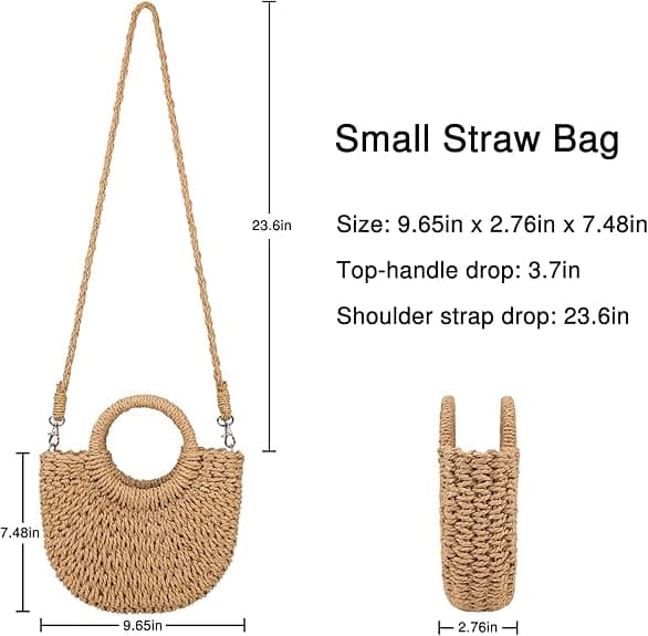 Dam Strandväska i Halm Vävda Crossbody Axelväskor