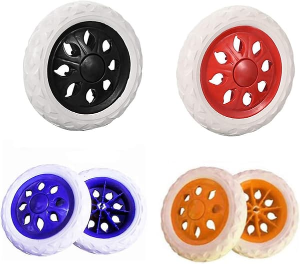 Sæt med 2 blå plastikvognhjul med skumkerne