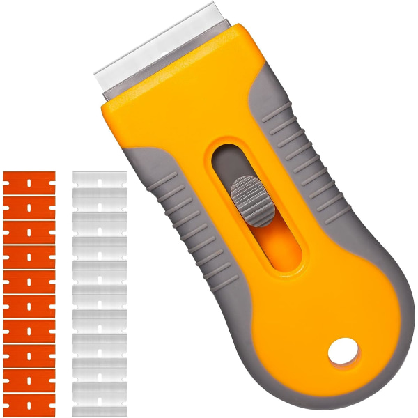 Razor Skrape Sett, 1 Inntrekkbar Razor Skrape med 10 Plastblad