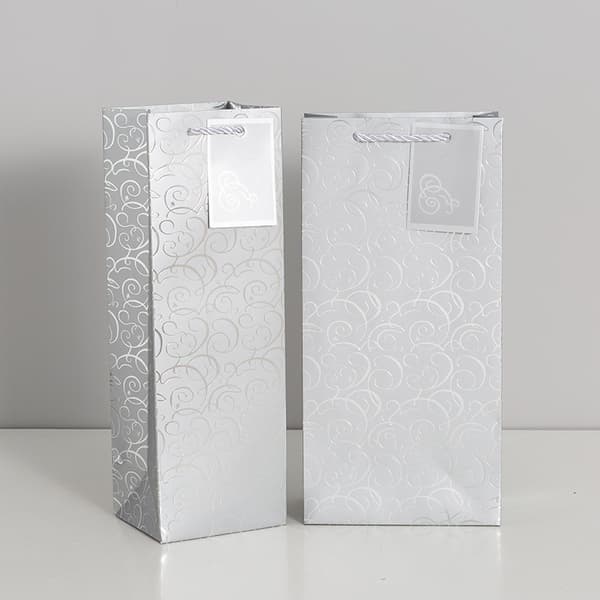 （12*10*36cm）10-pack presentpåsar silver flaskkassar för vin