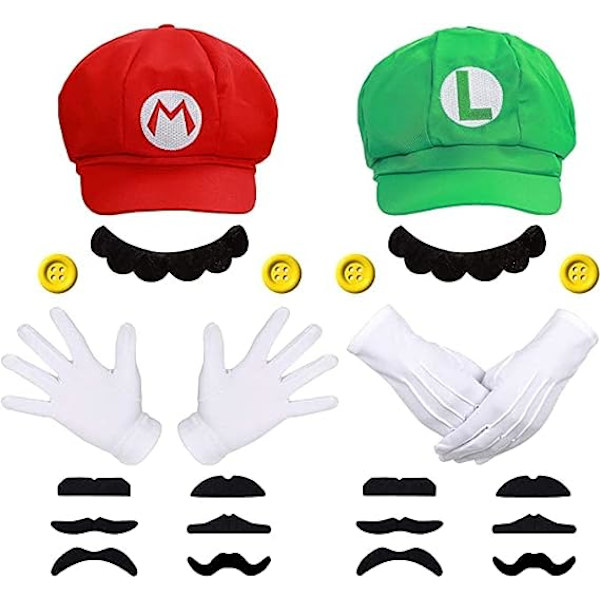 Super Mario Kostyme Luigi Hatt Mario Halloween Kostyme Caps Stropper