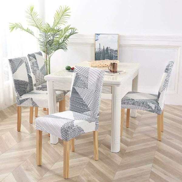 6 stk. Spisestoltrekk Stretch Stolovertrekk Avtagbar Vaskbar