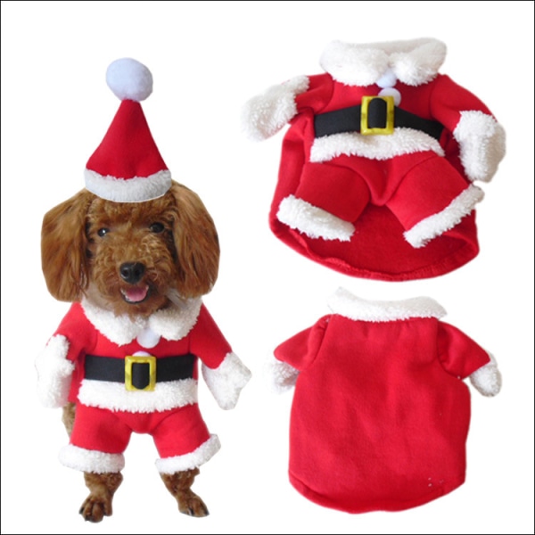 Husdjurshund Julkläder Jultomten Hunddräkt Vintervalp