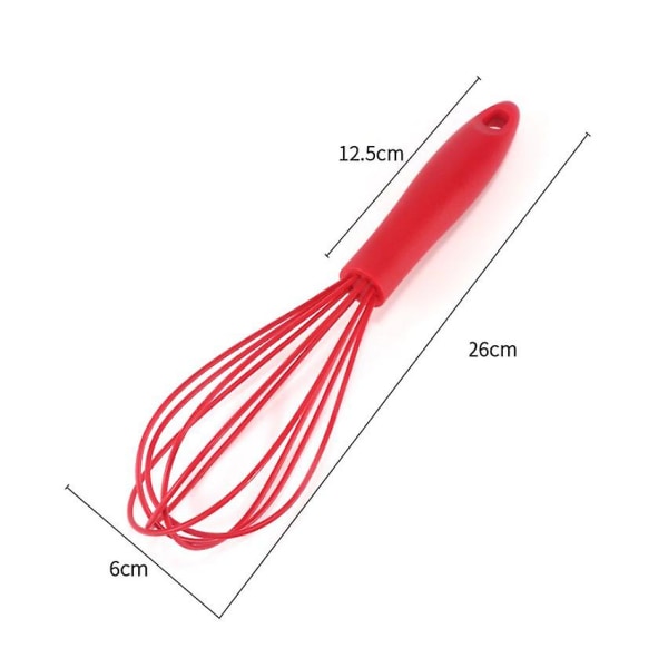 Premium Silikontråd Visp för Matlagning, 10.5 Tum, Röd