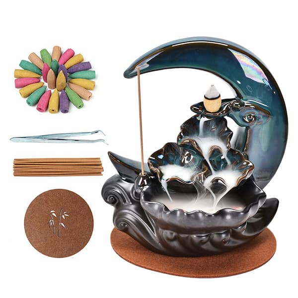 1 stycke Rökelsebrännare Backflow Lotus Moon ackflow Rökelse