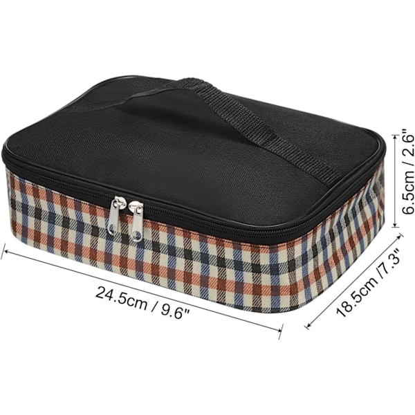12\"x10\"x3\" Eristetyt Lounaskassit, Litteät Bento-Kassit Ruudullinen Kuvio Kannettava Ruokakontti Kassi Lämpökassit Miehille ja Naisille