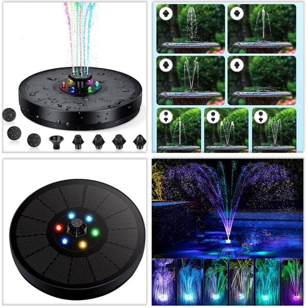LED utomhus solfontän flytande 3W solcellsdamm pump med batteri