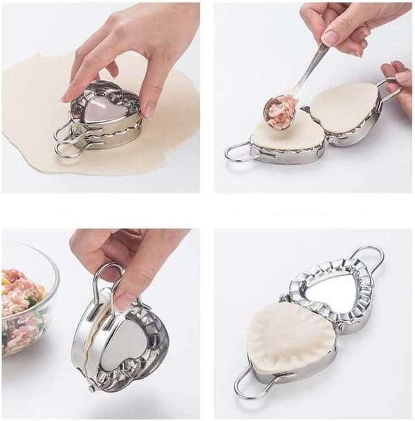 1 stk Hjerteformet Dumplingform i Rustfritt Stål - DIY Jiaozi
