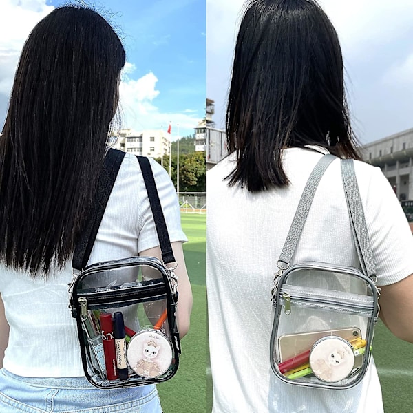 Läpinäkyvä crossbody-laukku, stadionille hyväksytty läpinäkyvä käsilaukku konsertteihin ja urheilutapahtumiin