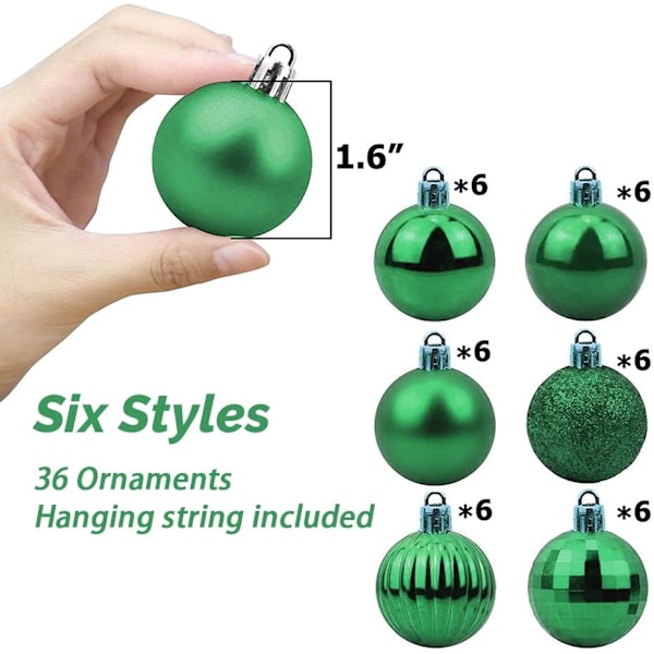36 stk. Julekugler Julepynt Assorteret Hængende Ornament