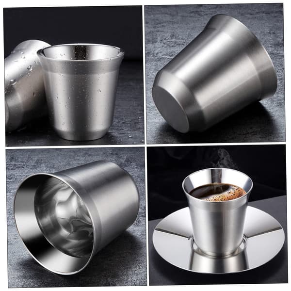 1 sett med rustfrie stålkrus Metall mini tekopper