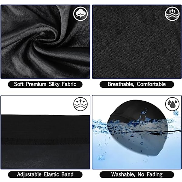 3-pack Unisex Satinvågiga Bonnet för Sömn, Bad etc.