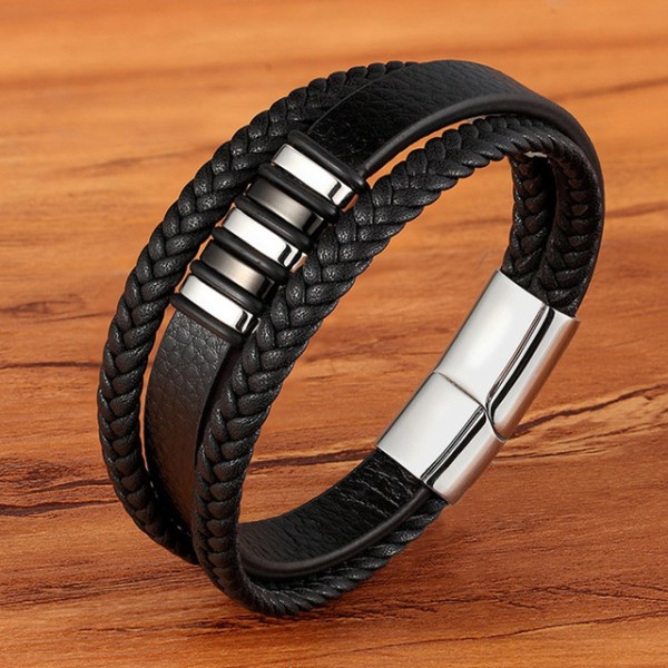 Rem A sort B 19cm, titanium stål læderrem