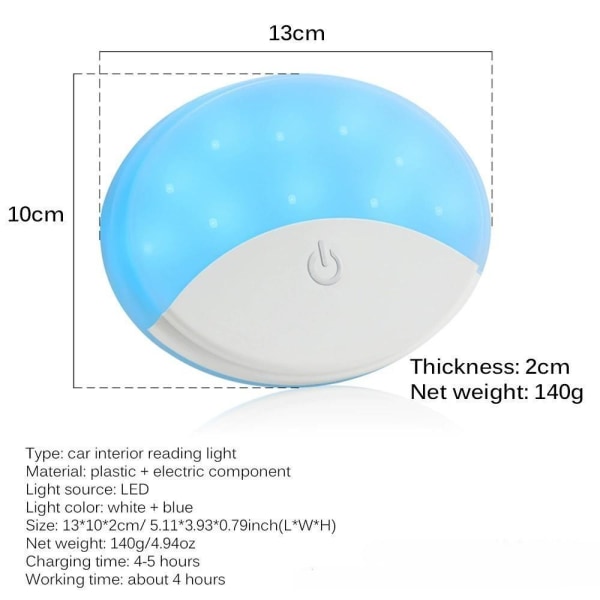 1 stk Hvit Taklampe til Bil, Bil LED-lys, Bil Tak LED-lys