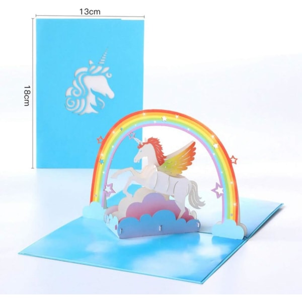 1 stk Regnbue Unicorn Gratulasjonskort 3D Stereoskopisk Velsignelse