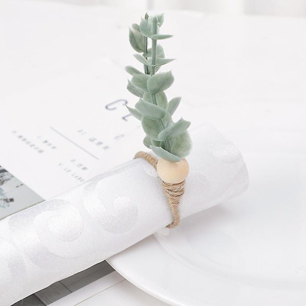 6 stk. Servietringe, Kunstige Blomster Servietring Rose Serviet Holder Ring Deko til Bryllup Banket FødselsdagsfestA