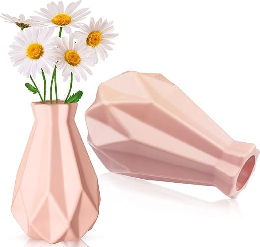 2 stycken Vas, rosa plastvas, modern minimalistisk stil