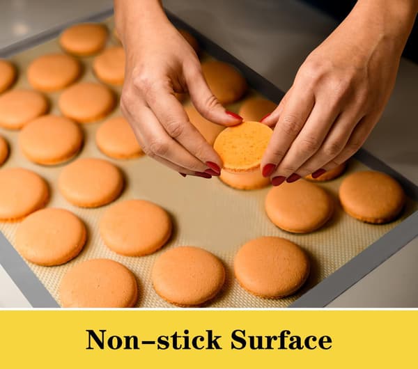 Icke-klibbiga silikonbakmattor, återanvändbara, livsmedelssäkra, 2-pack, beige/grå, rektangulära