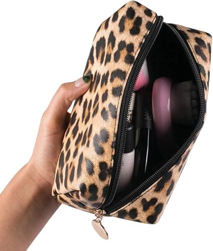 Leopard Print Kosmetikpose Kvadratisk Mode Kosmetik Organizer
