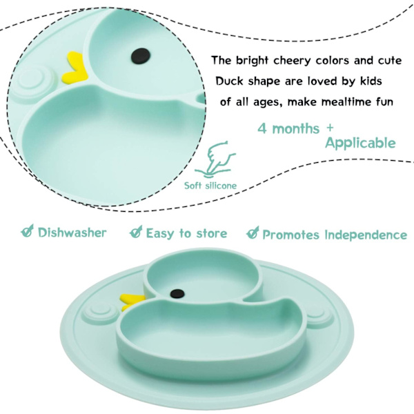 Silikon babysugkopplatta, toddler halkfri matplatta