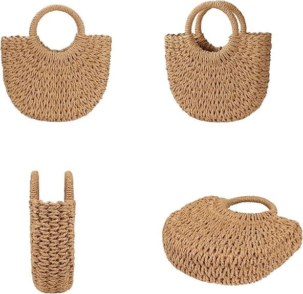 Dam Strandväska i Halm Vävda Crossbody Axelväskor