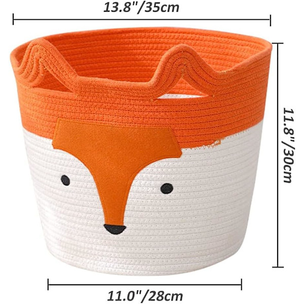 Tvätthållare i bomullsrep, Orange Fox Vikbar Förvaringskorg C