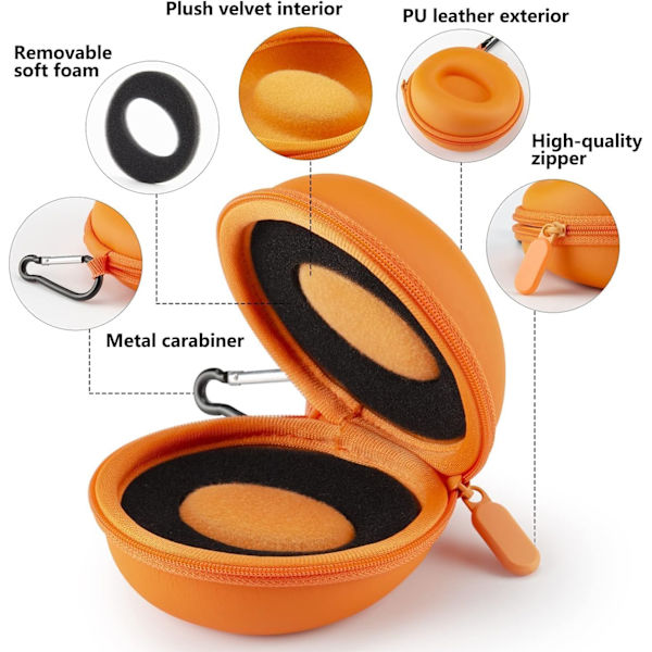 1 bärbart runt urförvaringsfodral för alla klockor under 50 mm (2 orange delar)