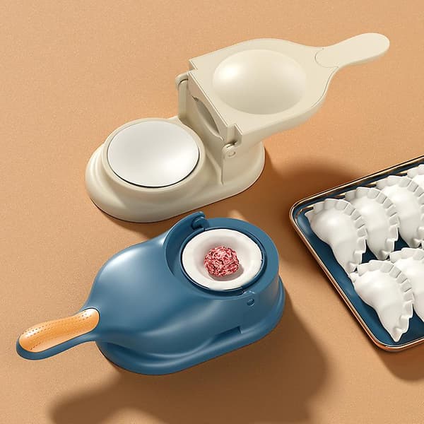 Blå 2 i 1 Dumpling Mold Dumpling Skin Rolling Dough Labor Saving Kitchen Dumpling Machine Dumpling Skin Machine Tool