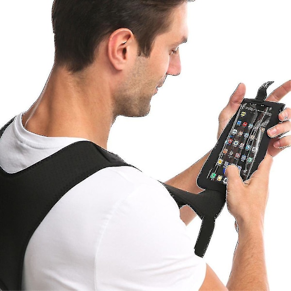 Løpevest for menn og kvinner, tettsittende sportsbrystpose, refleks, justerbar bystetelefonpose