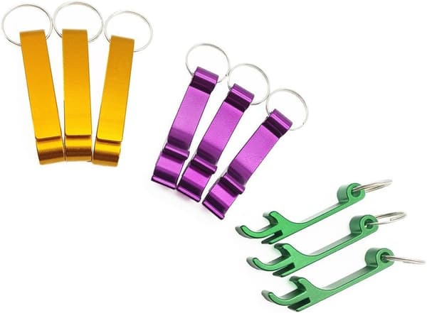 9-pack ölburksnyckelringar Driven, aluminiumklämma för läsk