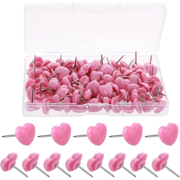 (Pink) 2 æsker, 100 stk. vægtrykknapper, 0,47 tommer dekorative hjerteformede trykknapper