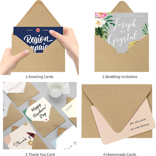 10 Konvolutter, A4 Brun Invitation Envelope (Brun Papir) til